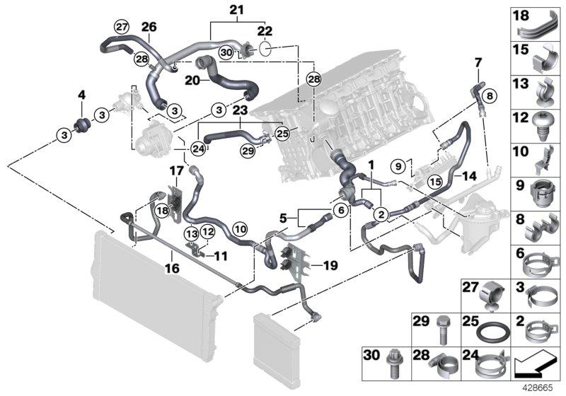 Diagram Cooling system coolant hoses for your 2018 BMW 230i   