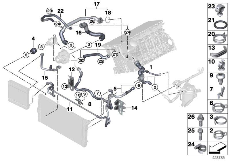 Diagram Cooling system coolant hoses for your 2013 BMW 328i   