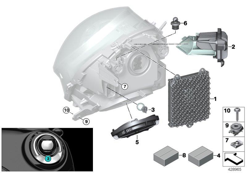 Diagram Single parts, headlight LED for your MINI