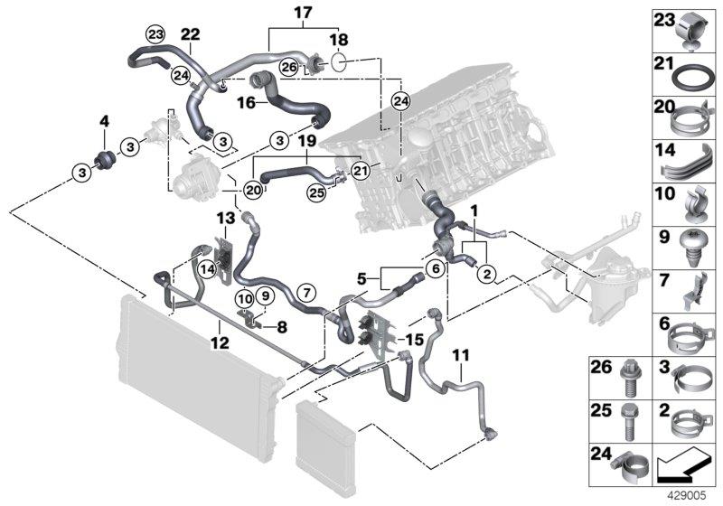Diagram Cooling system coolant hoses for your 2018 BMW 330i   