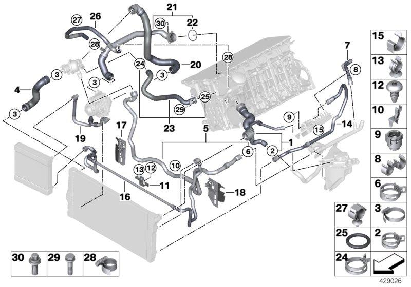 Diagram Cooling system coolant hoses for your 2016 BMW 640i   