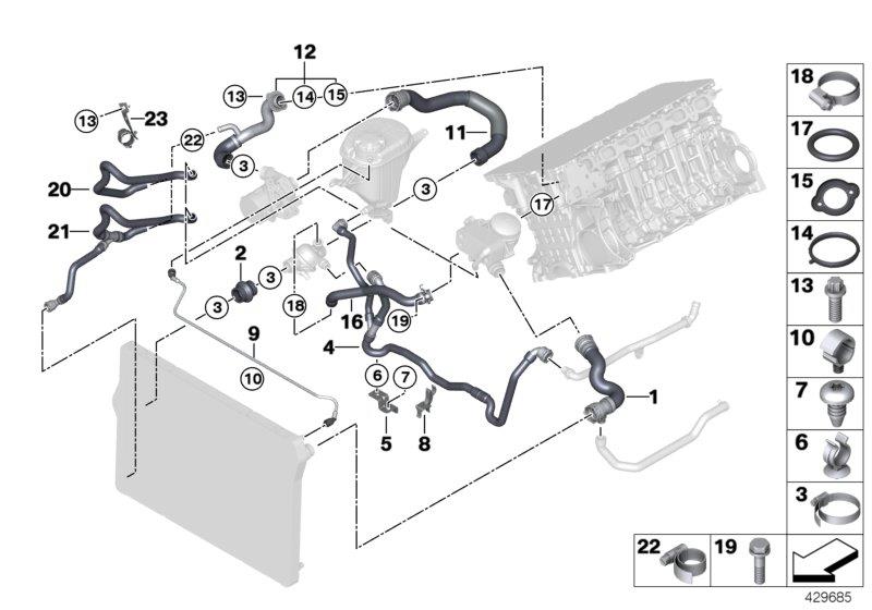 Diagram Cooling system coolant hoses for your 2010 BMW 550i   