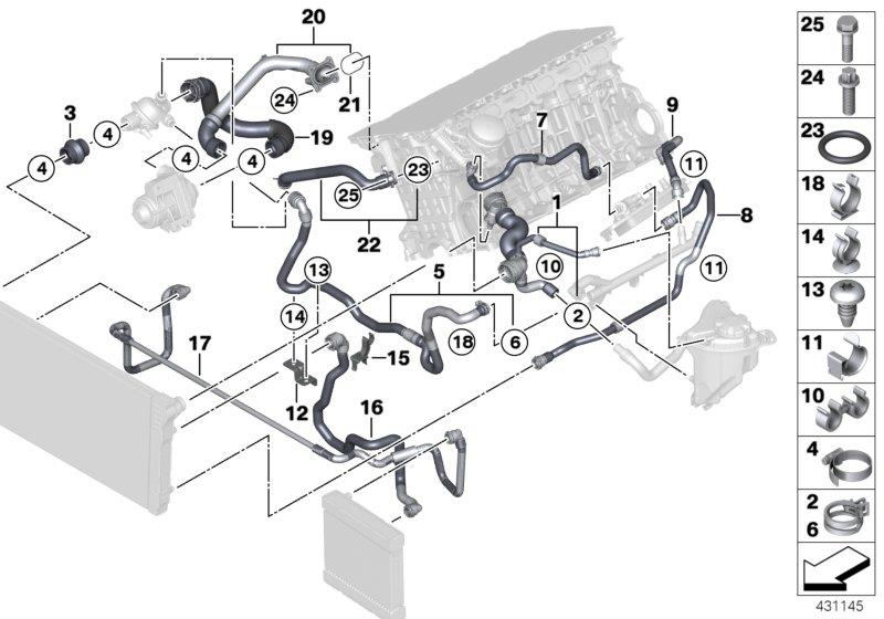 Diagram Cooling system coolant hoses for your 2010 BMW 740i   