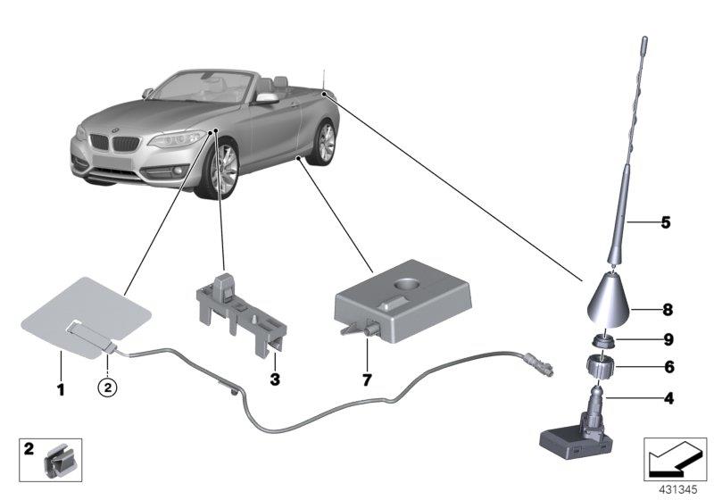 Le diagramme Pièces d"antenne de téléphone pour votre BMW