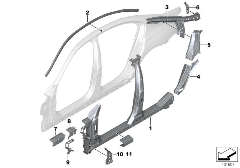 Diagram Side frame section, center for your 2018 BMW X2   