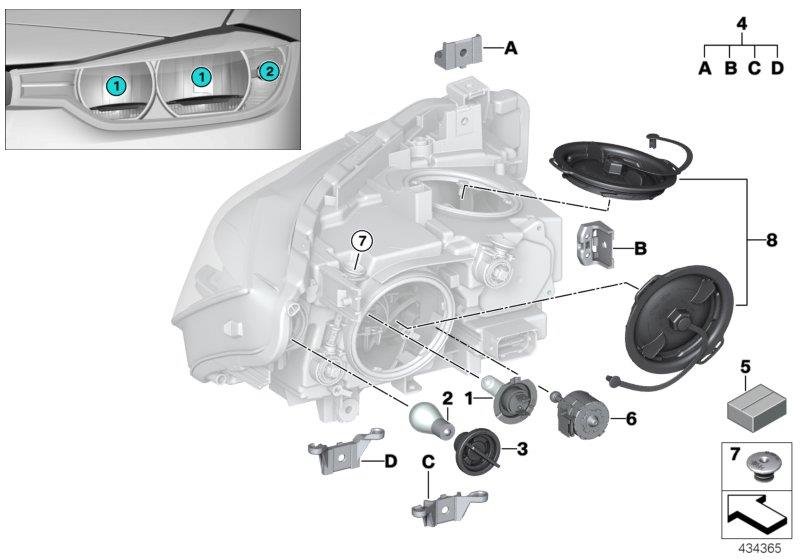 Diagram Individual parts for headlamp, halogen for your 2017 BMW 320i   