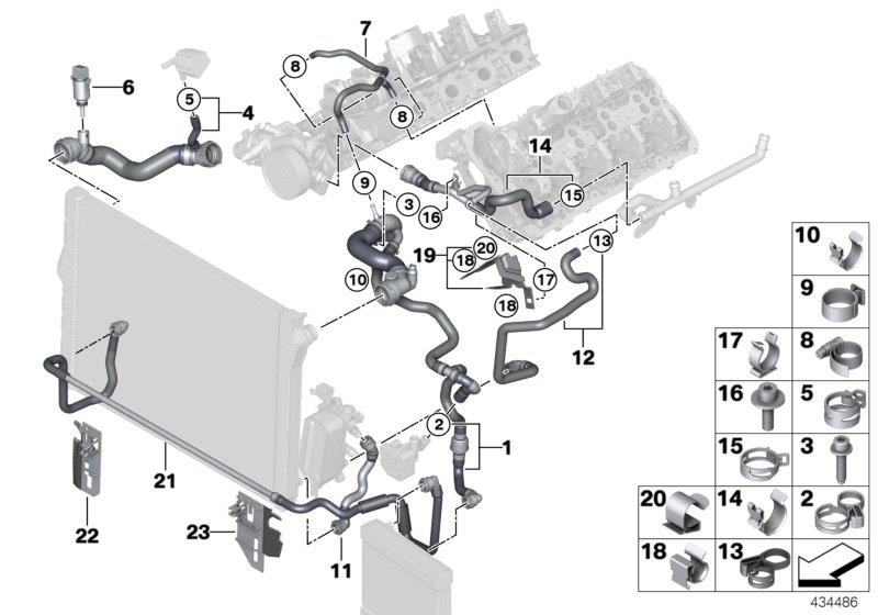 Diagram Cooling system coolant hoses for your 2014 BMW 550iX   