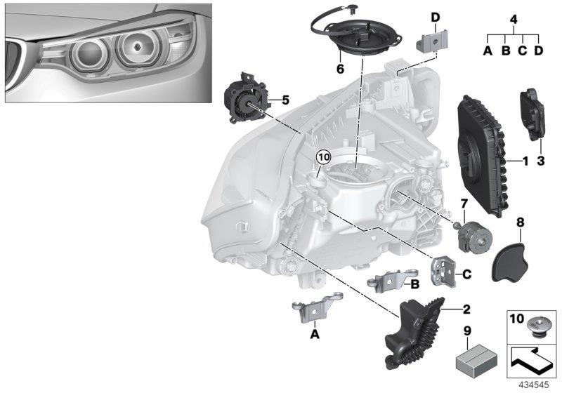 Diagram Single parts, headlight LED for your BMW