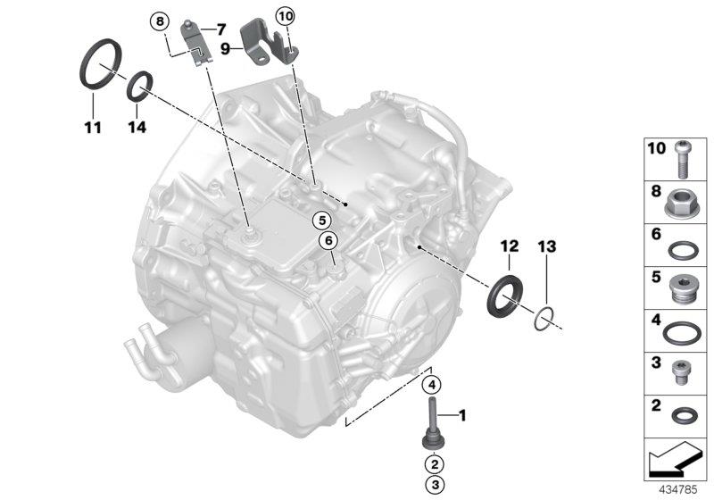 Diagram GA8F22AW mounted parts/seals for your BMW M6  