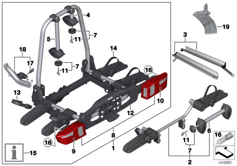 Diagram Rear bicycle carrier "Pro" for your BMW 320i  