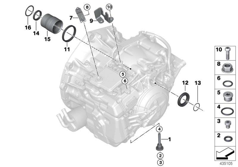 Diagram GA8F22AW mounted parts/seals for your BMW M6  