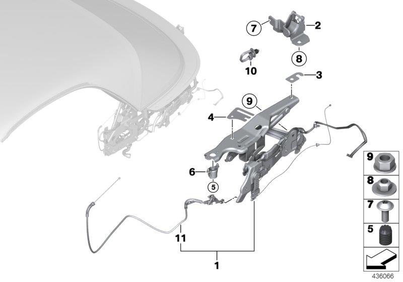 Diagram Convertible top folding mechanism for your BMW