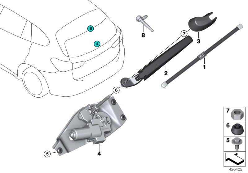 Diagram SINGLE PARTS FOR REAR WINDOW WIPER for your BMW X1  