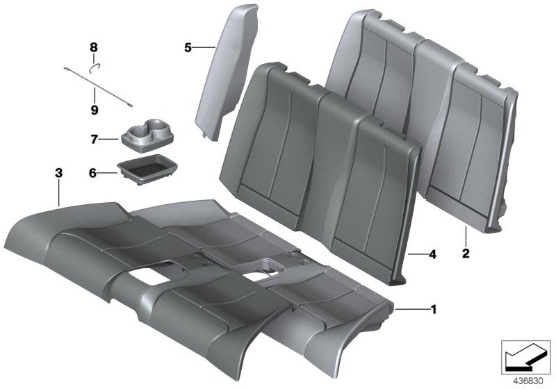 Diagram Seat rear, upholstery & cover base seat for your 2015 BMW M6   