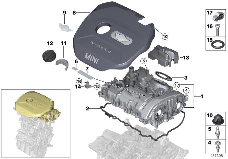 Diagram Cylinder head cover/Mounting parts for your MINI