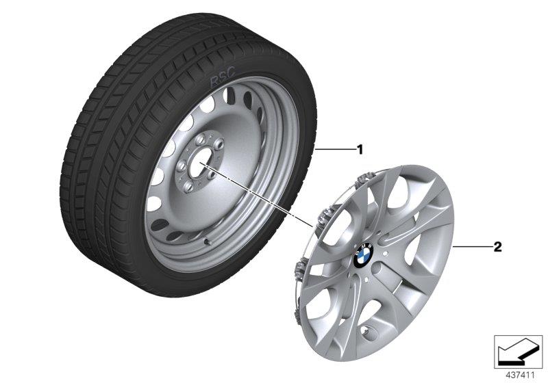 Diagram Winter wheel with tire steel - 17" for your BMW