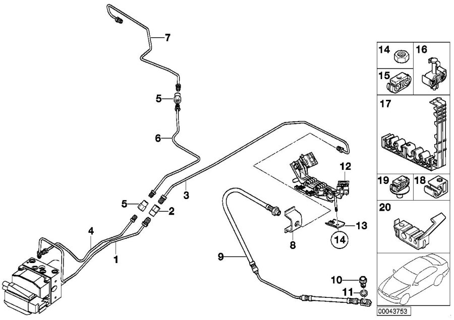 Le diagramme Tuyau de frein arrière DSC pour votre BMW