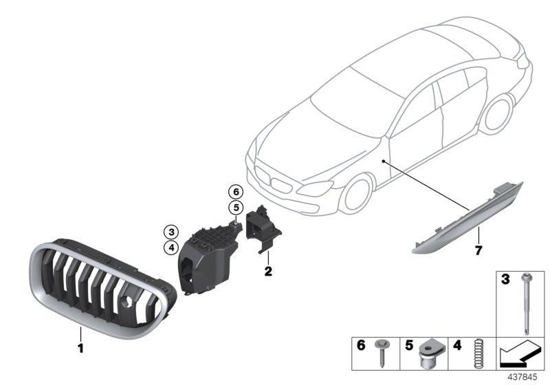 Diagram Exterior trim / grill for your 2012 BMW 640i   