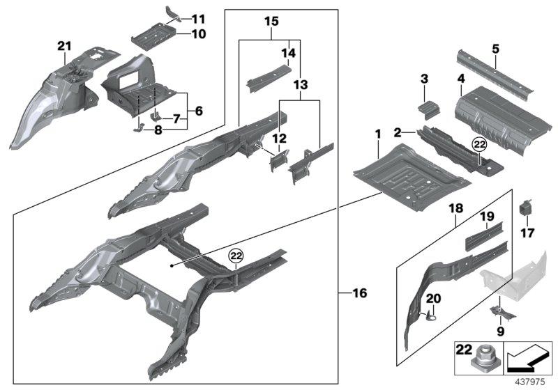 Diagram FLOOR PANEL TRUNK/WHEEL HOUSING REAR for your 2006 BMW M6   