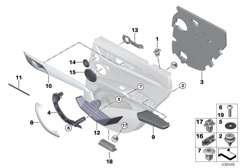 Diagram Mounting parts, door trim, rear for your 2019 BMW X1   