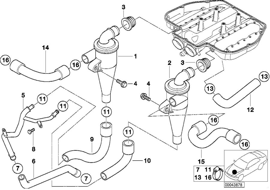 Diagram CRANKCASE-VENTILATION/OIL separator for your 2009 BMW X3   