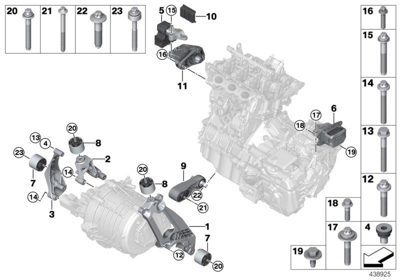 Le diagramme Suspension moteur et boîte de vitesses pour votre BMW