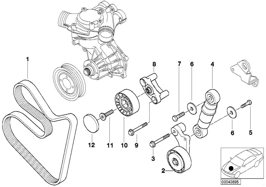 Diagram Belt Drive Water PUMP/ALTERNATOR for your 2017 BMW M6   