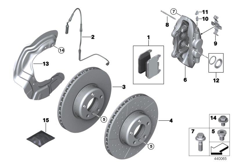 Diagram Front brake pad wear sensor for your BMW 440i  