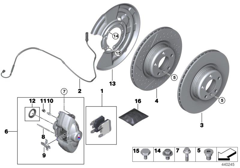 Diagram Rear brake / brake pad / wear sensor for your 2019 BMW 340i   