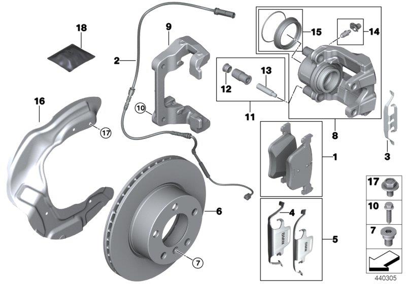 Diagram Front brake pad wear sensor for your 2019 BMW 330i   