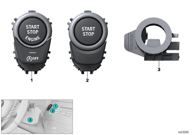 Diagram Switch, Start-Stop and ring antenna for your BMW