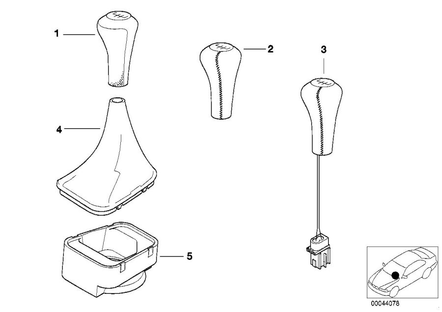 Diagram Gear shift KNOBS/SHIFT lever coverings for your 1996 BMW