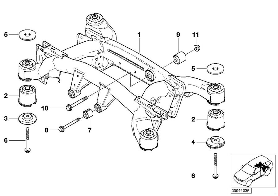 Diagram Rear axle carrier for your 1988 BMW M6   