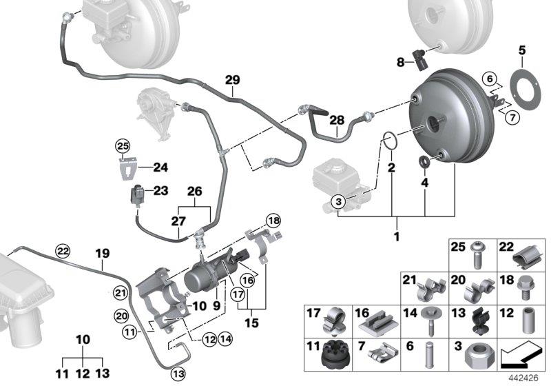 Diagram Vacuum pump for brake servo unit for your BMW