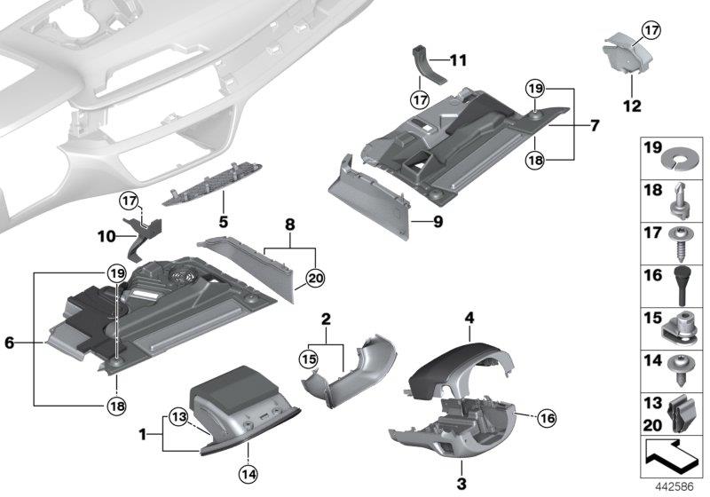 Diagram Mounting parts, I-panel, bottom for your BMW