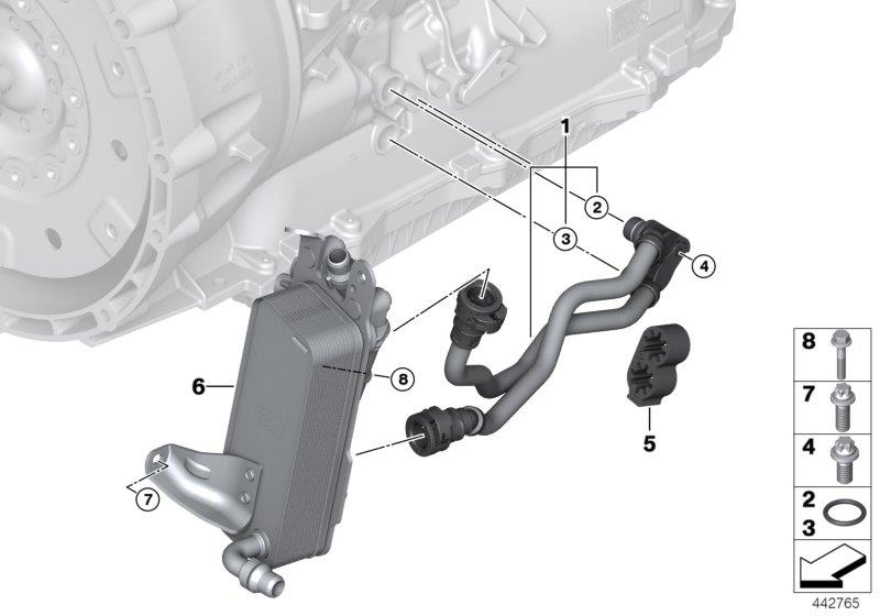 Diagram Trans. oil cooler line / heat exchanger for your BMW 330iX  
