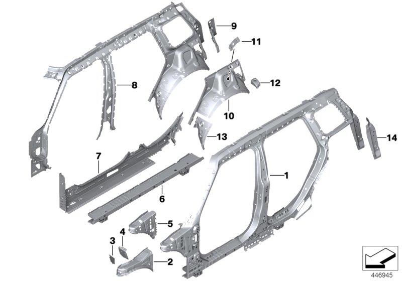 Diagram BODY-SIDE FRAME-PARTS for your MINI