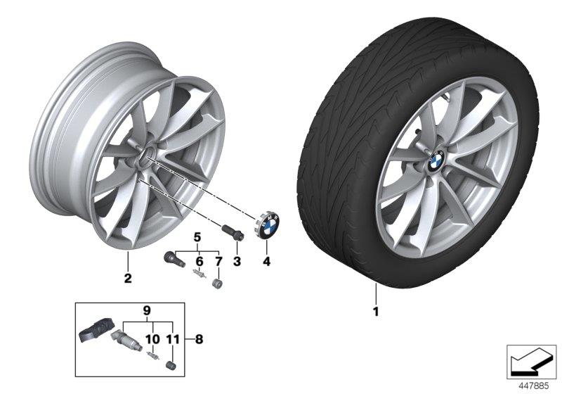 Diagram BMW LA wheel V-Spoke 618 - 17"" for your 2018 BMW 530e   