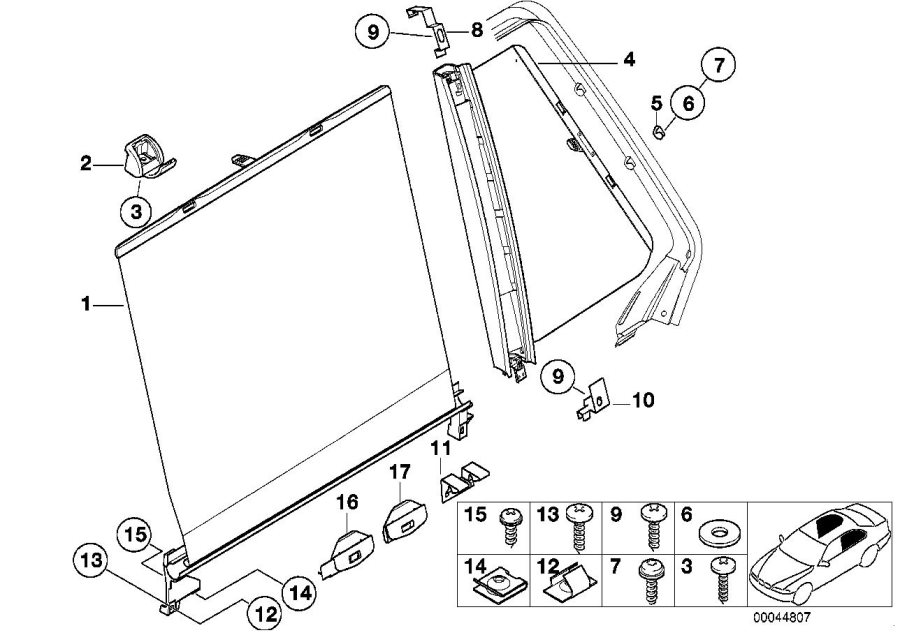 Diagram Roller sun vizor, rear door for your 2012 BMW M6   