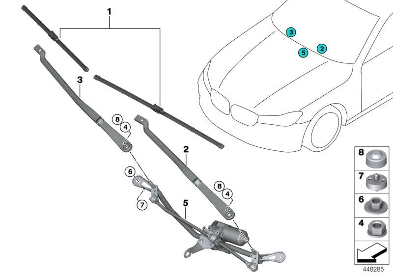 Diagram SINGLE WIPER PARTS for your BMW