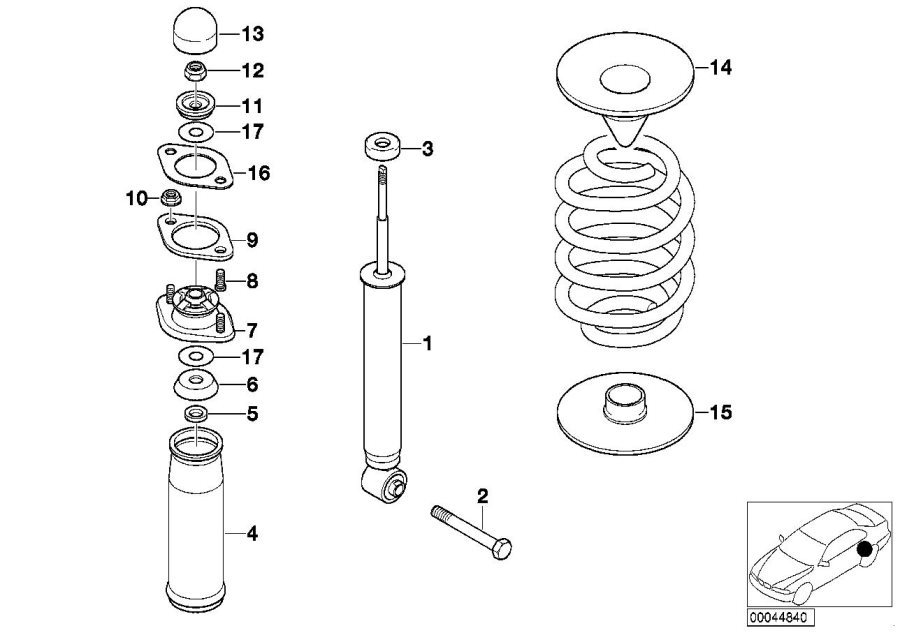 Diagram Single components for rear spring strut for your BMW