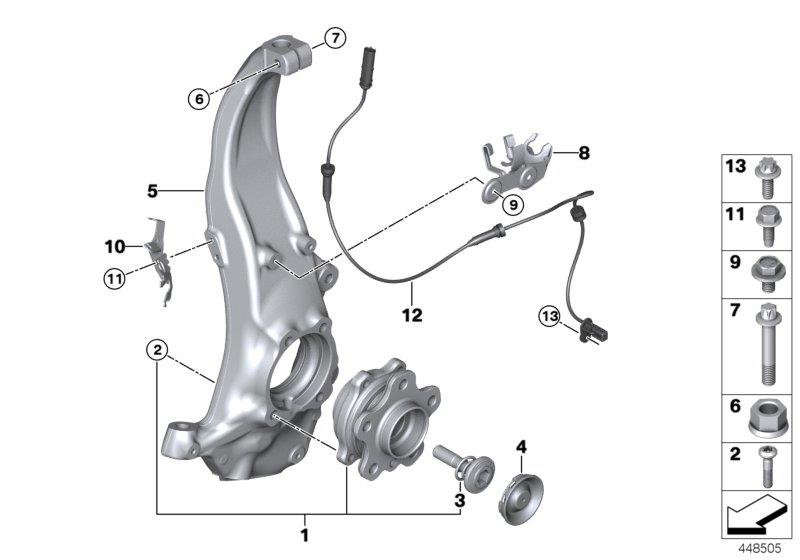 Diagram Swivel/wheel bearing, front, AWD for your BMW