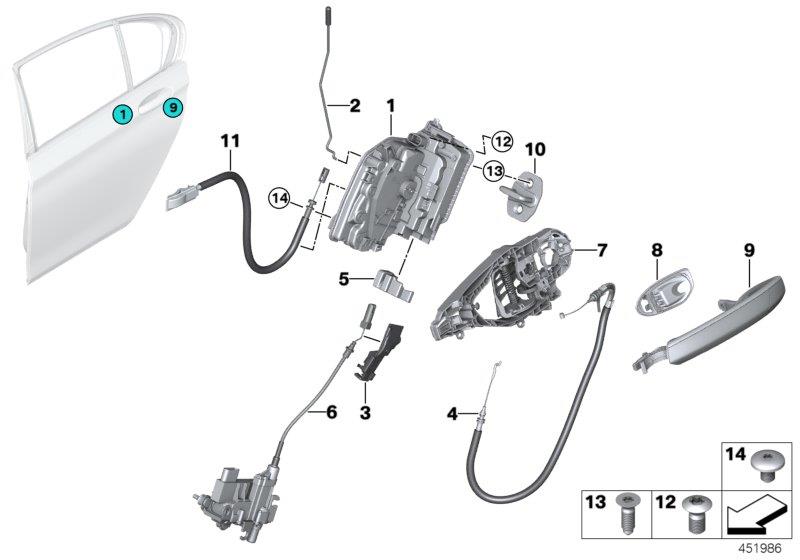 Diagram Closing system, door, rear for your 2009 BMW M6   