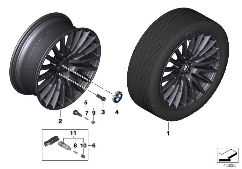 Diagram BMW LA wheel multi-spoke 629 - 21"" for your 2021 BMW 750iX   