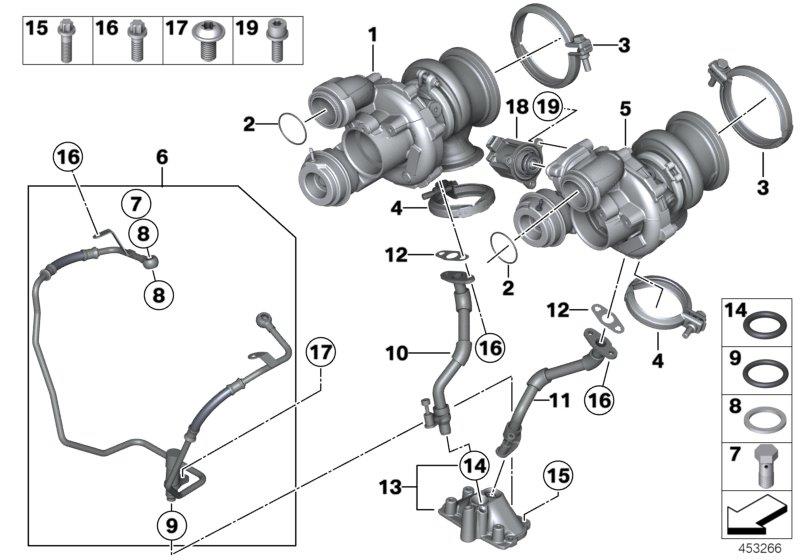 Diagram Exhaust turbocharger with lubrication for your BMW