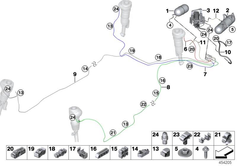 Diagram Levelling device/tubing/attaching parts for your BMW