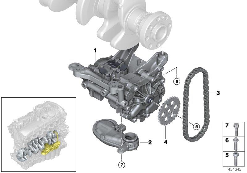 Diagram Lubrication system/Oil pump with drive for your 2016 BMW 640iX   