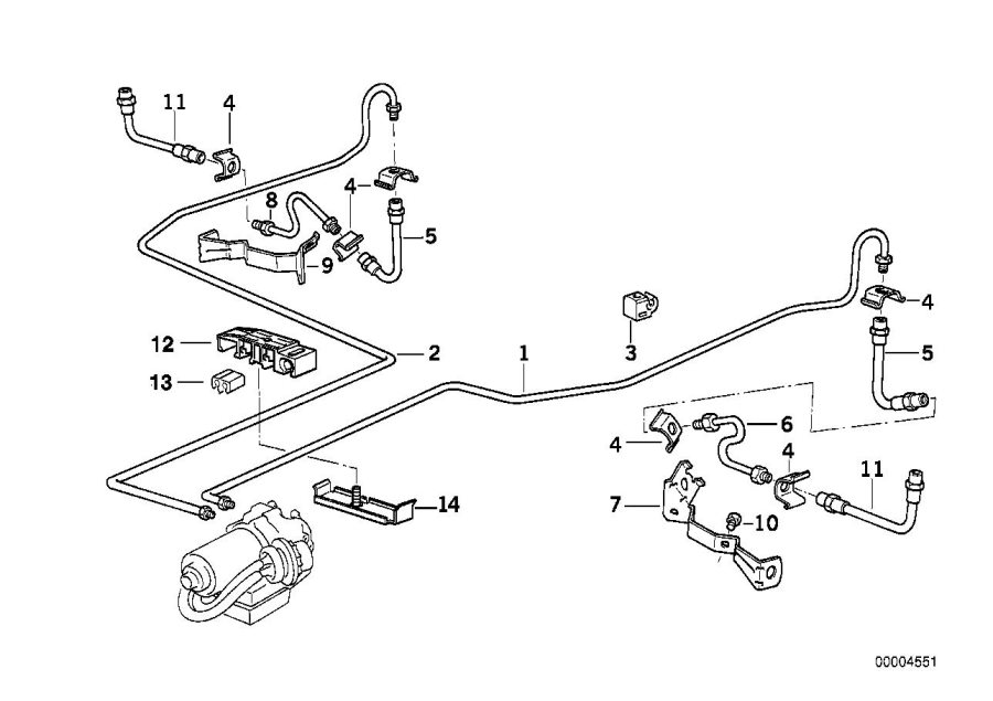 Le diagramme Tuyau de frein arrière ABS/ASC+T pour votre BMW