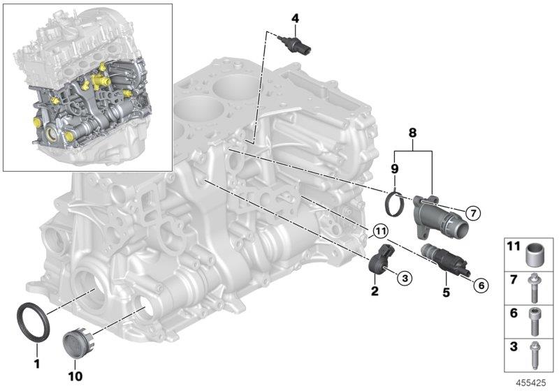 Diagram Engine Block Mounting Parts for your 2019 BMW 530iX Sedan  