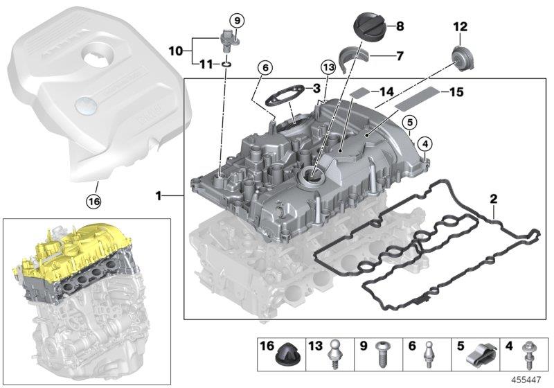 Diagram Cylinder head cover/Mounting parts for your 2019 BMW 530e   
